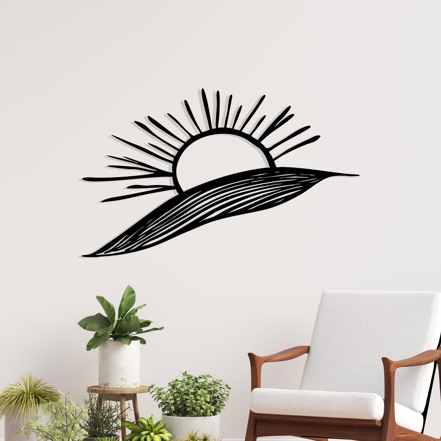 Sunrise Metal Wall Art, Minimalist Black Line Home Decor, Unique Birthday Gift | Wallsignature