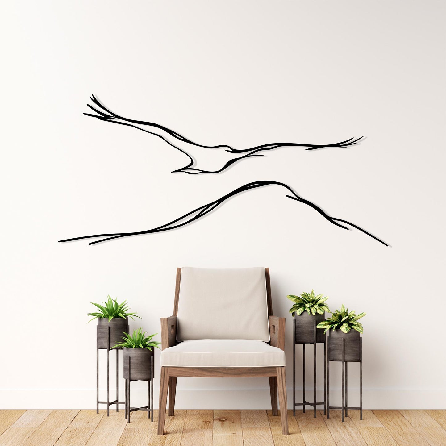 Flying Bird Metal Wall Art, Minimalist Nature Home Office Decor, One Line Drawing Gift | Wallsignature