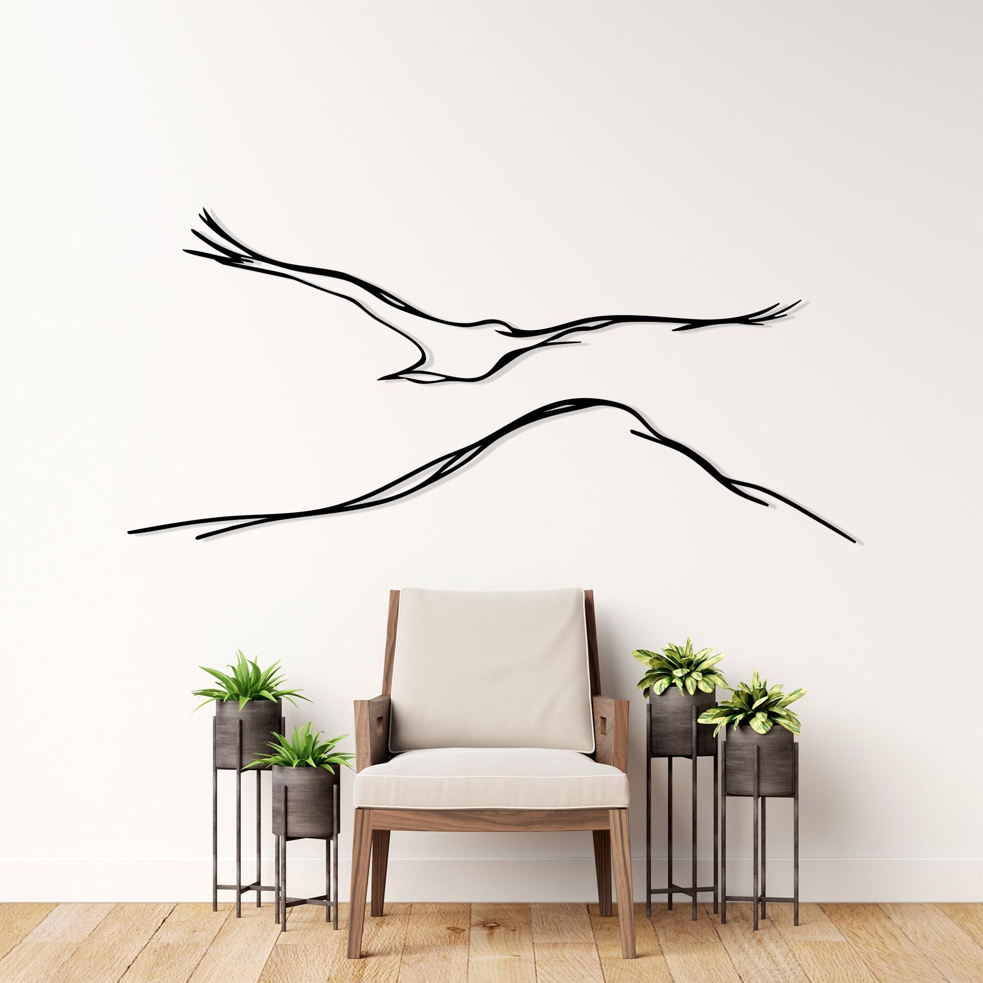 Flying Bird Metal Wall Art, Minimalist Nature Home Office Decor, One Line Drawing Gift | Wallsignature
