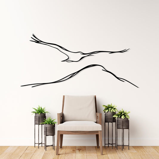 Flying Bird Metal Wall Art, Minimalist Nature Home Office Decor, One Line Drawing Gift | Wallsignature