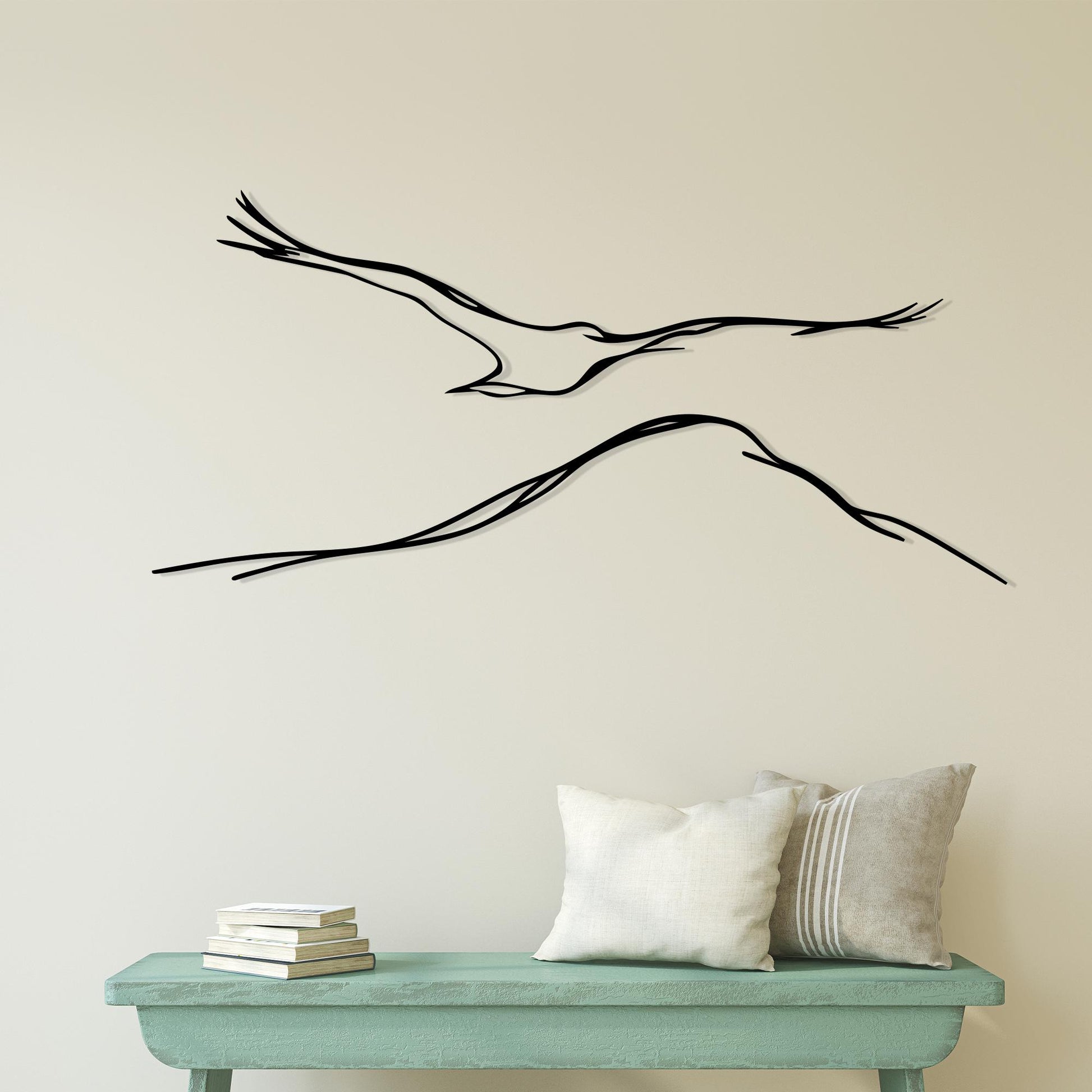 Flying Bird Metal Wall Art, Minimalist Nature Home Office Decor, One Line Drawing Gift | Wallsignature