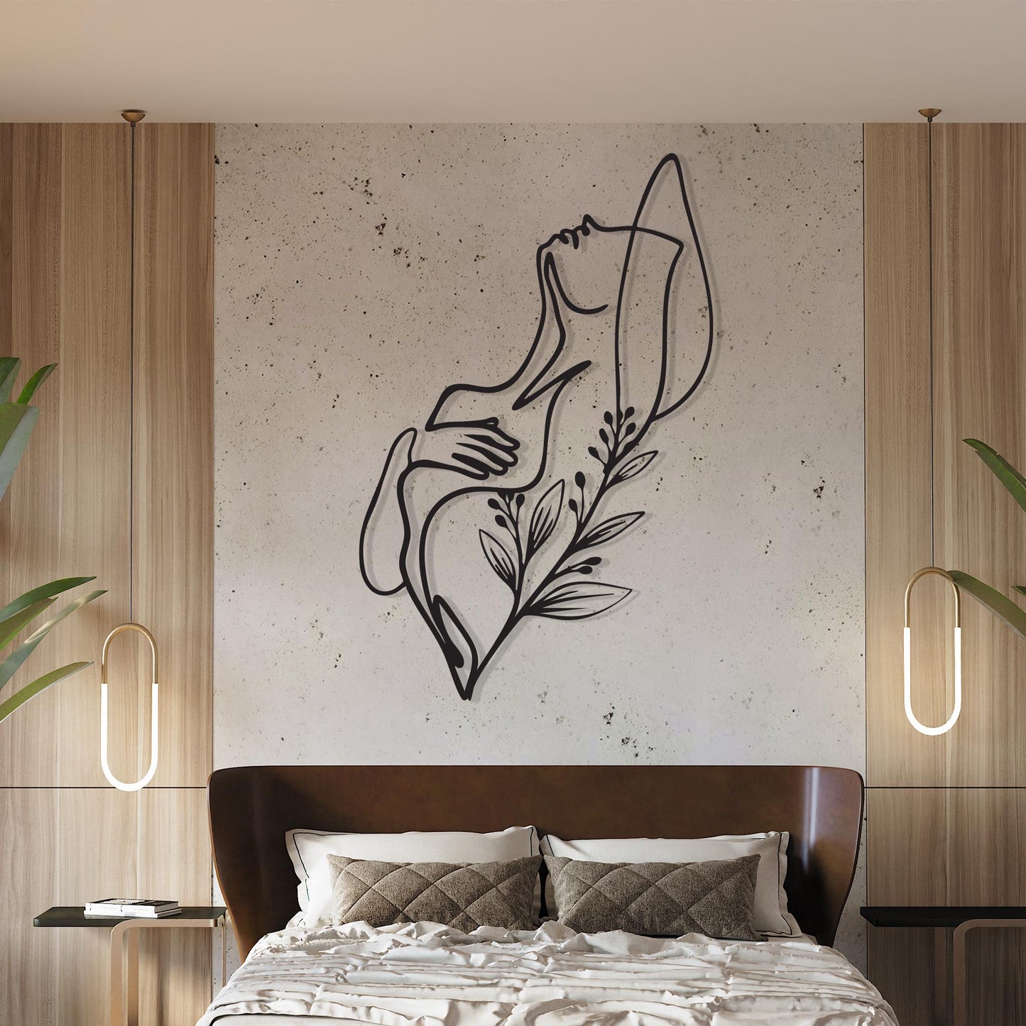 Female Body Line Art hanging hardware and mounting detail