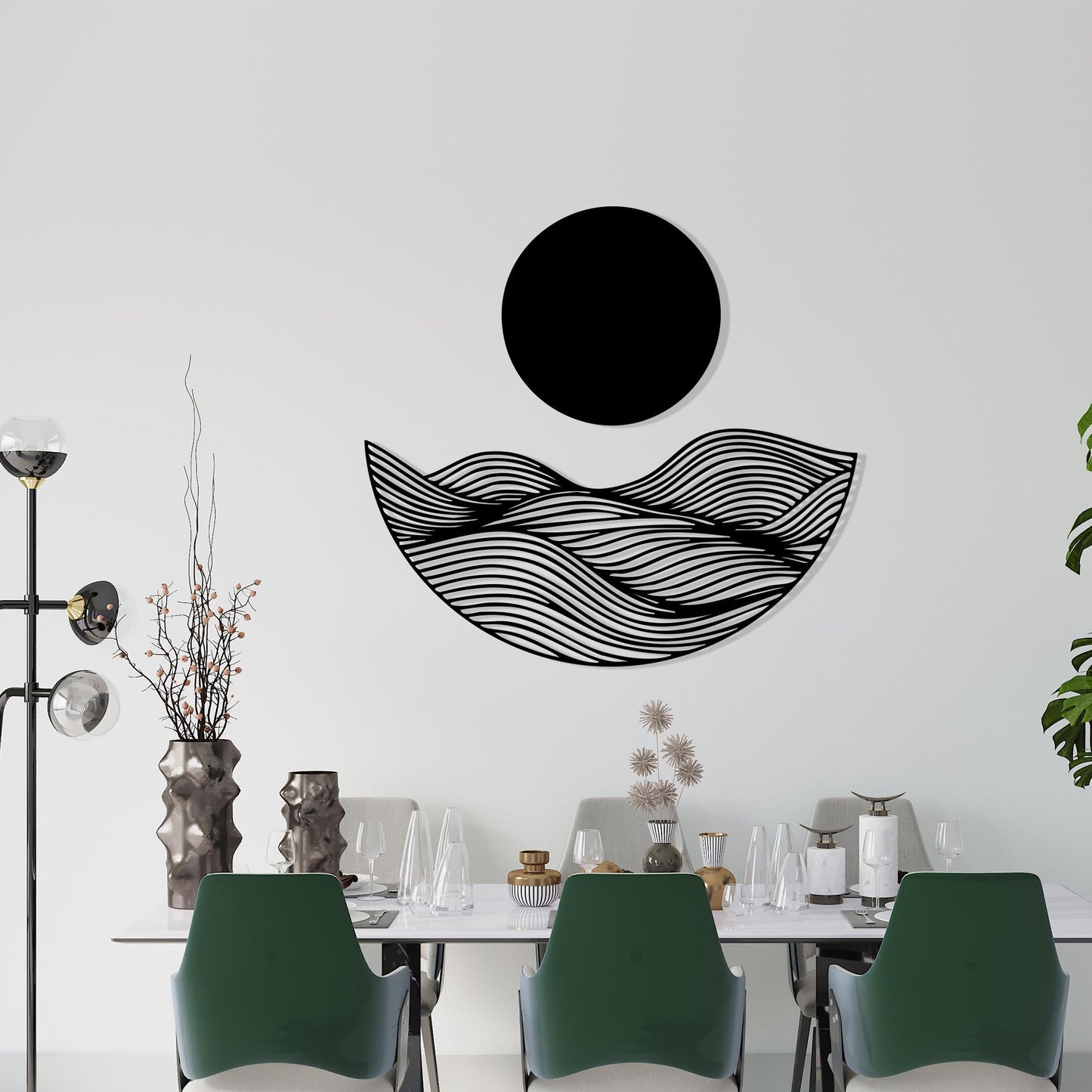 Metal Wall Art in a modern hallway