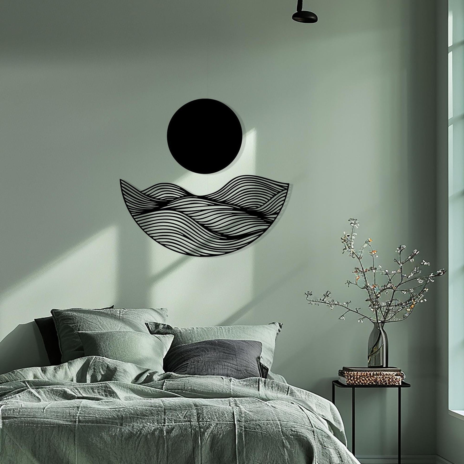 Metal Wall Art hanging hardware and mounting detail