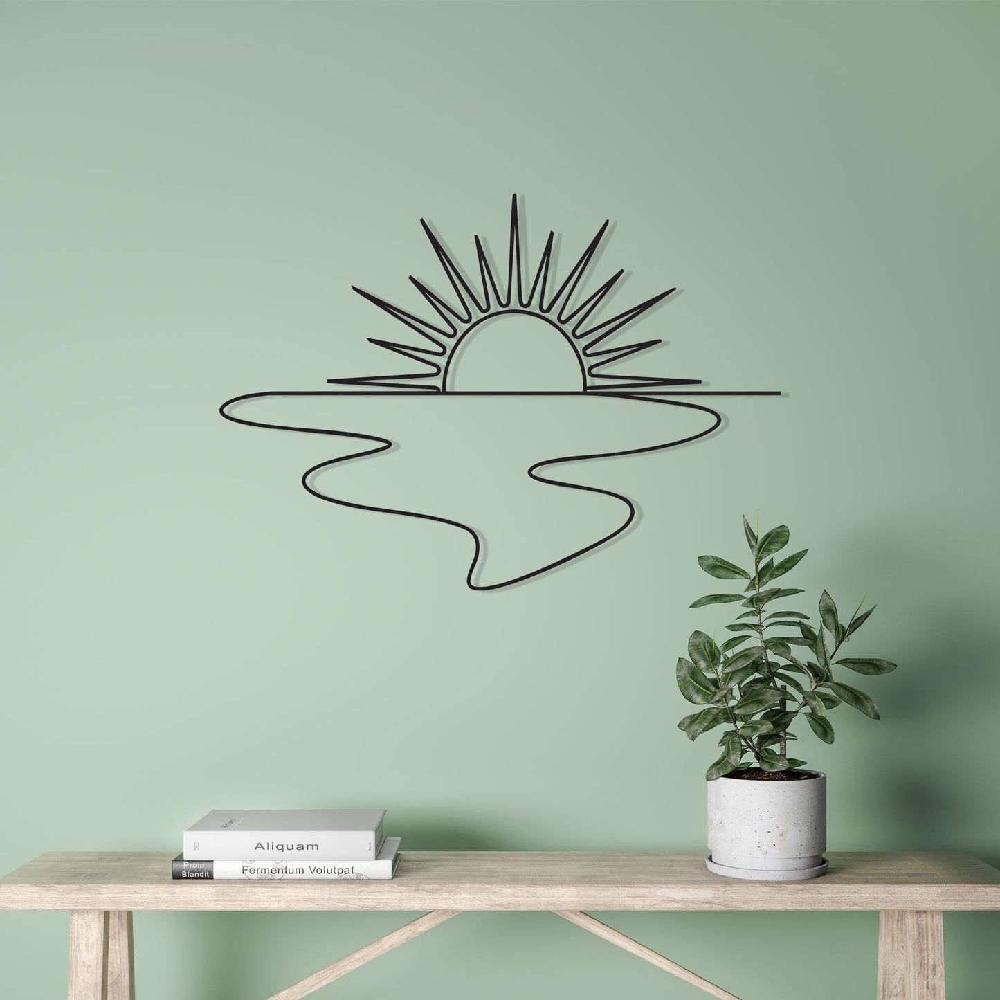 Sunrise Metal Wall Art styled above a sofa