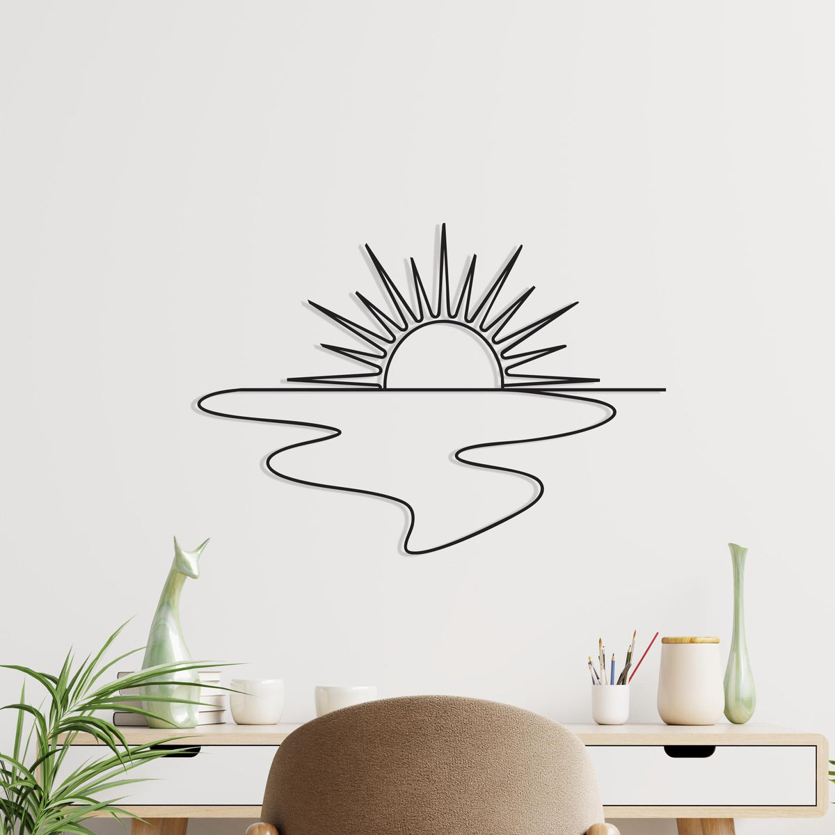 Sunrise Metal Wall Art hanging bracket and mounting detail