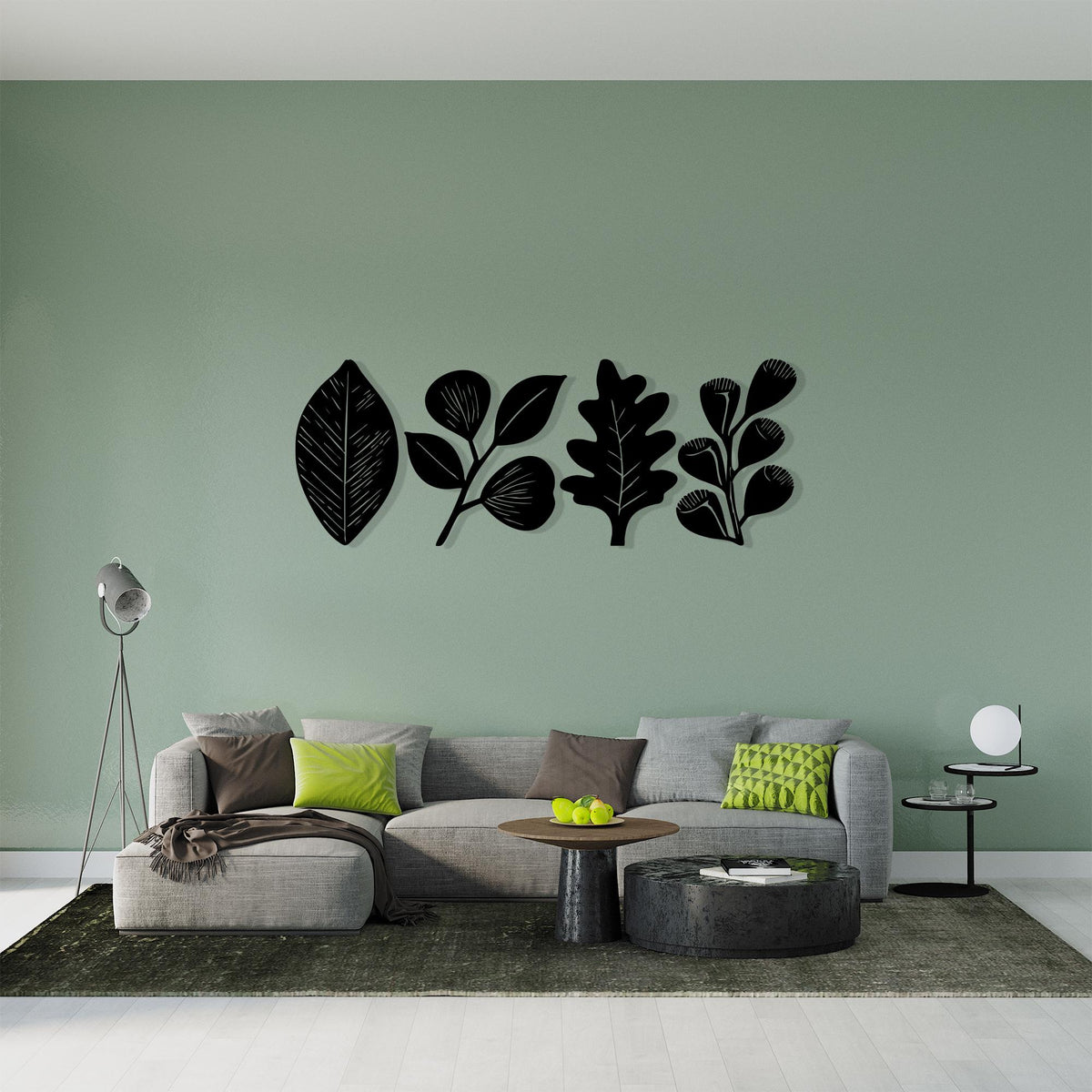 Minimalist Metal Leaf Wall Art Set of 4 colour options for the metal panel