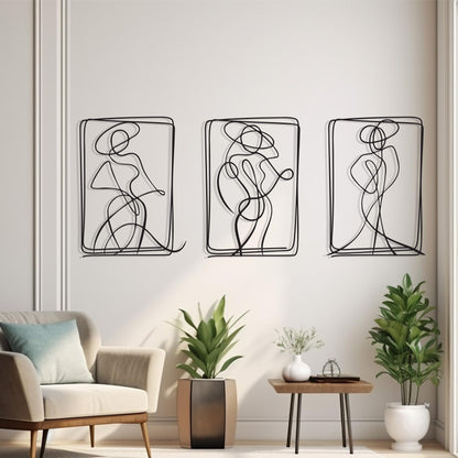 Set of 3 Metal Wall Art styled above a sofa
