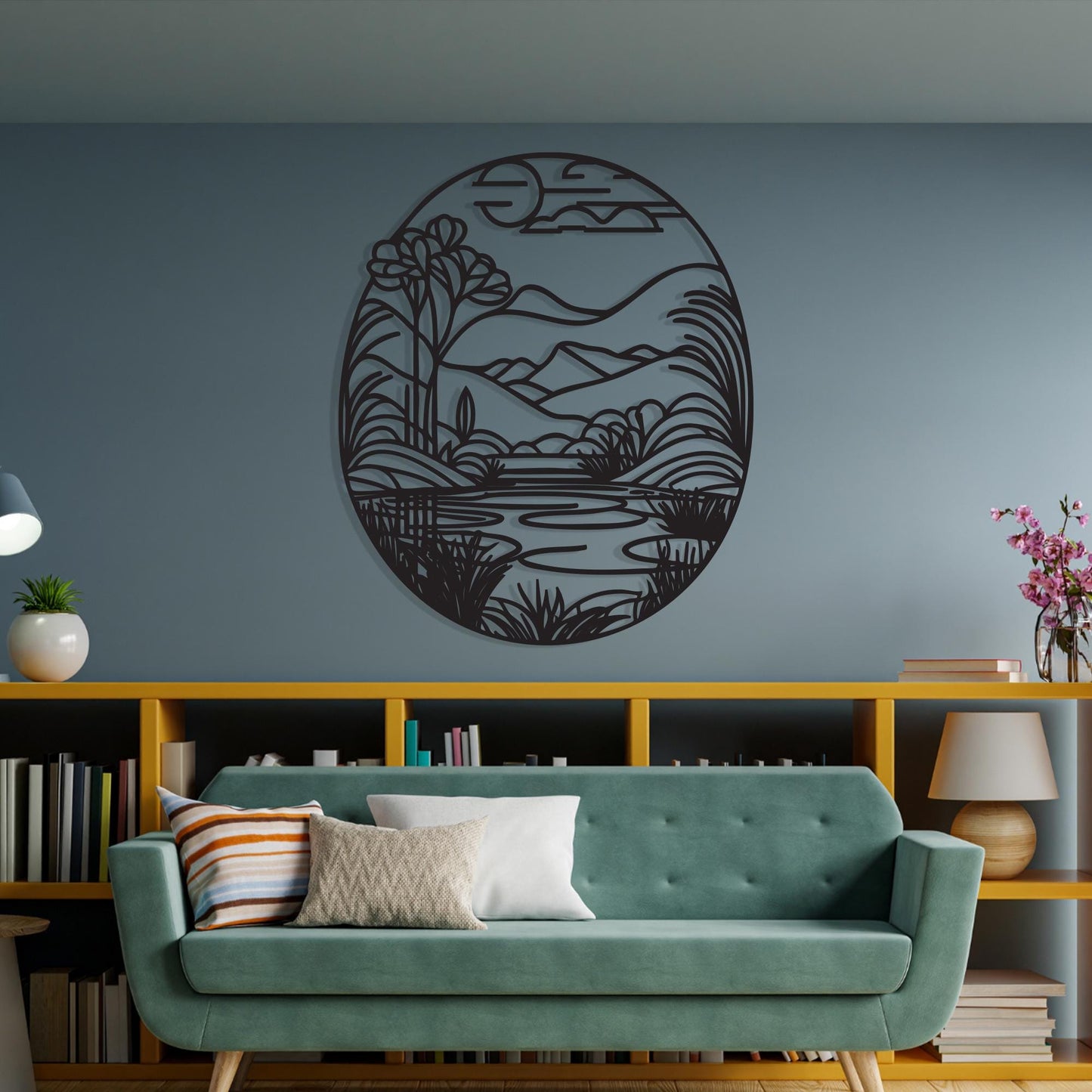 Mountain Lake Metal Wall Art colour options for the metal panel