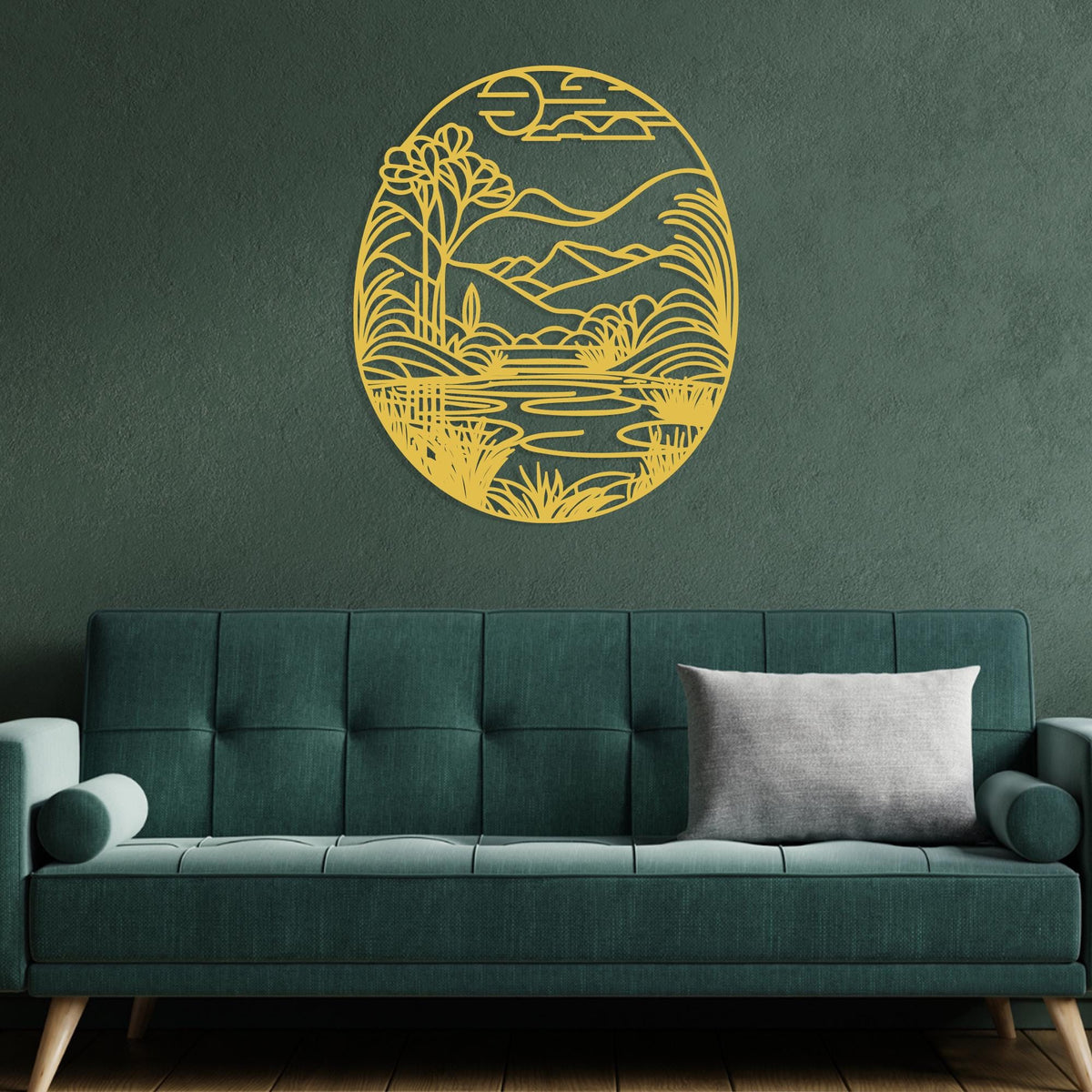 Mountain Lake Metal Wall Art hanging hardware and mounting detail