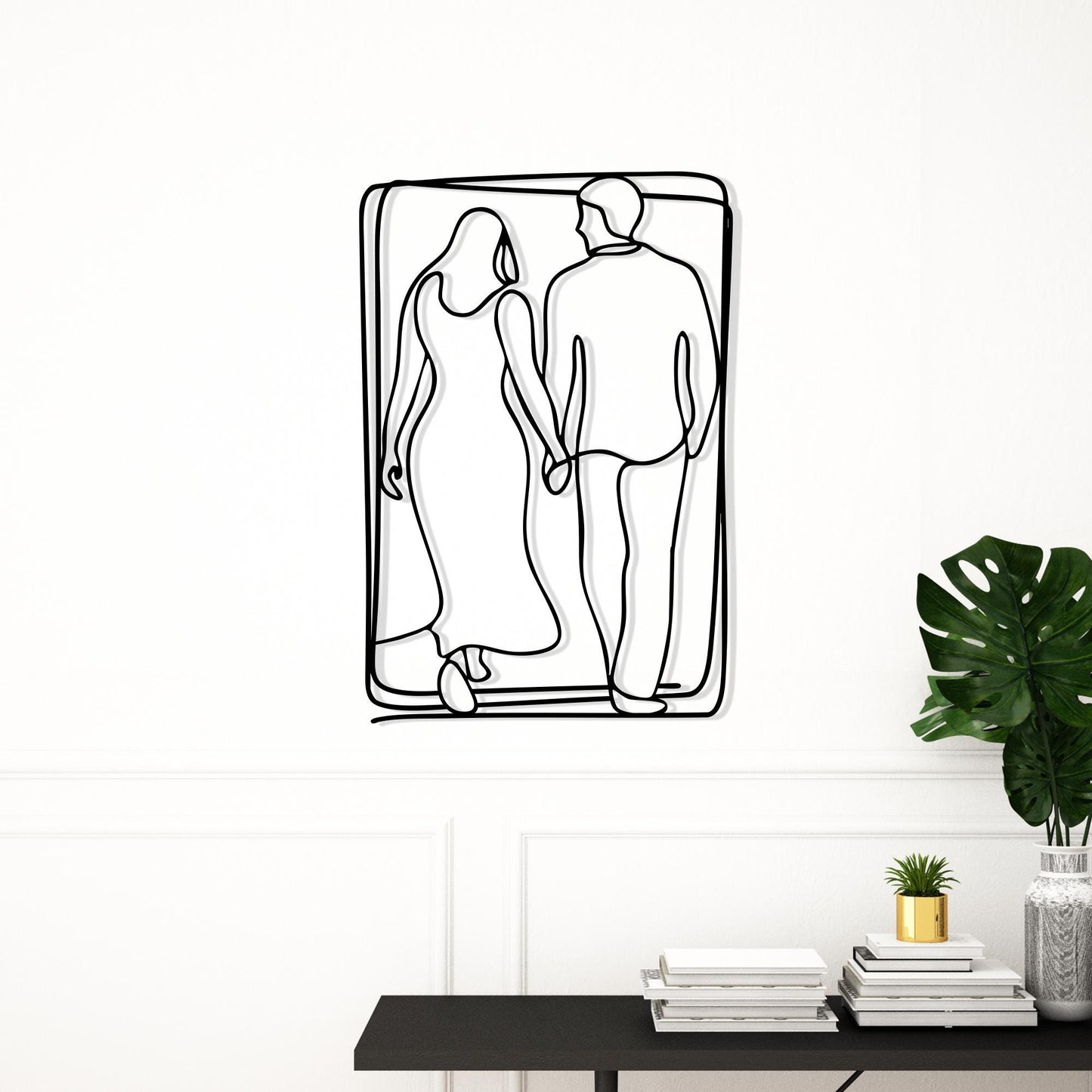 Couple Minimalist Metal Wall Art bedroom interior styling