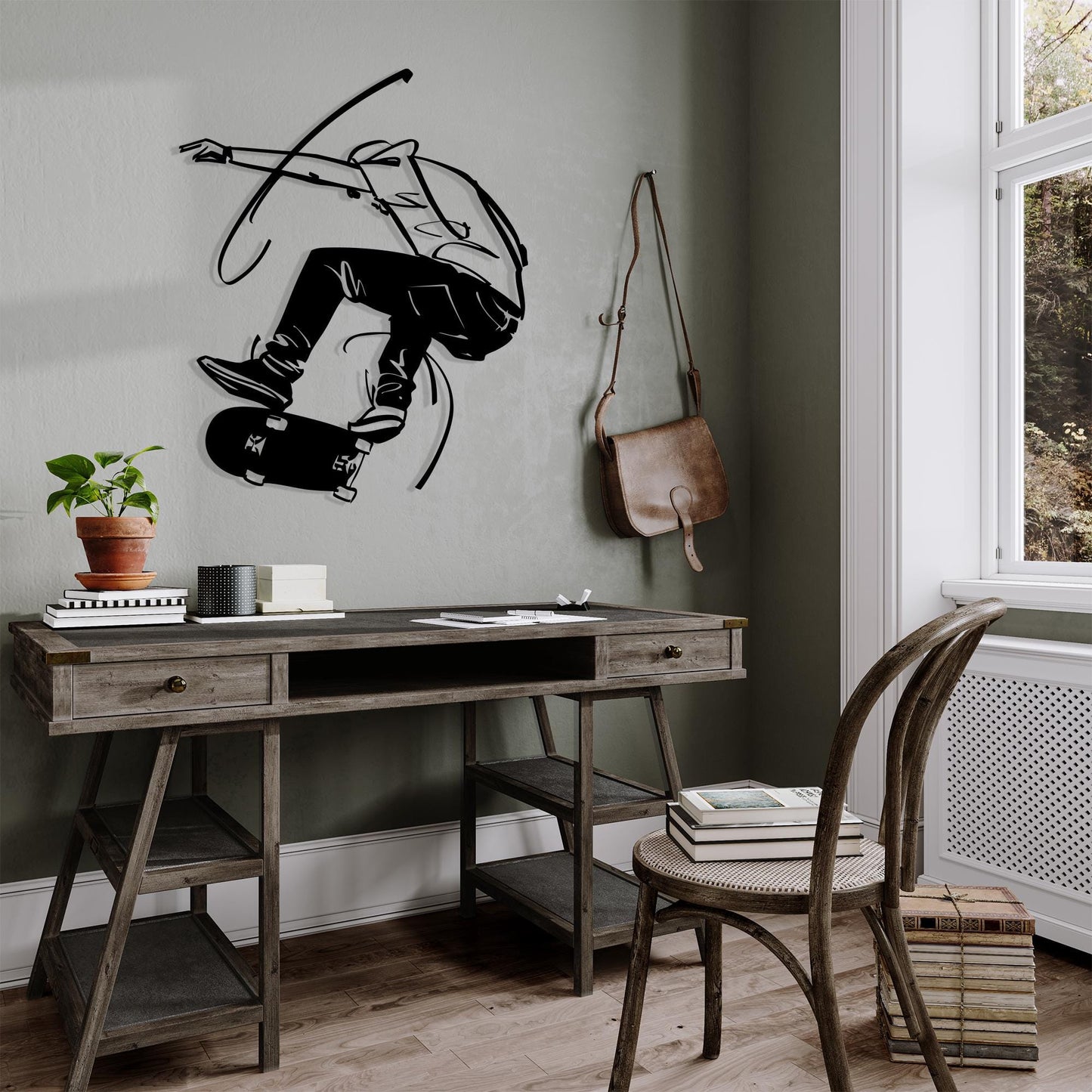 Skateboarder Metal Wall Art, Modern Teen Room Decor, Unique Birthday Gift | Wallsignature
