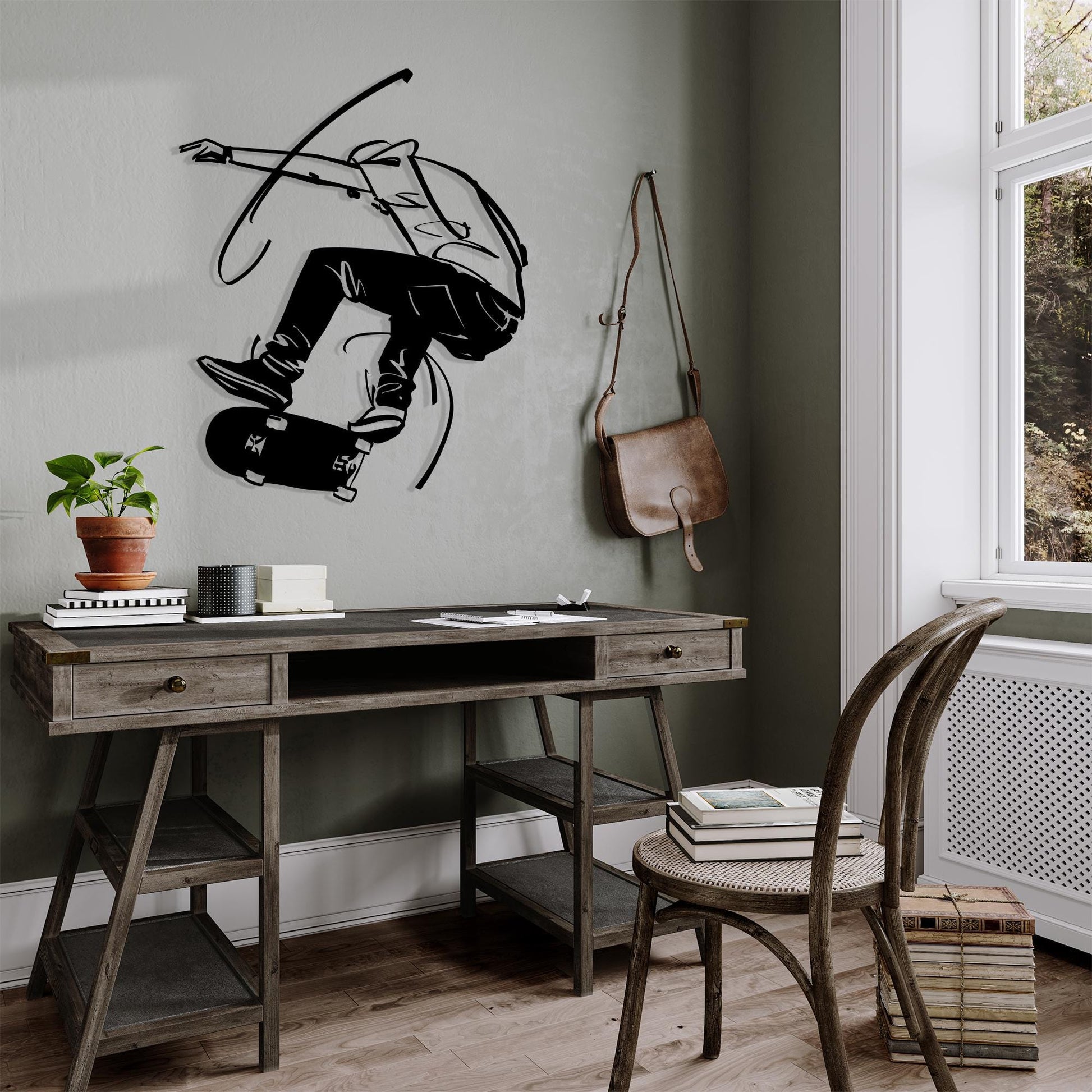 Skateboarder Metal Wall Art, Modern Teen Room Decor, Unique Birthday Gift | Wallsignature