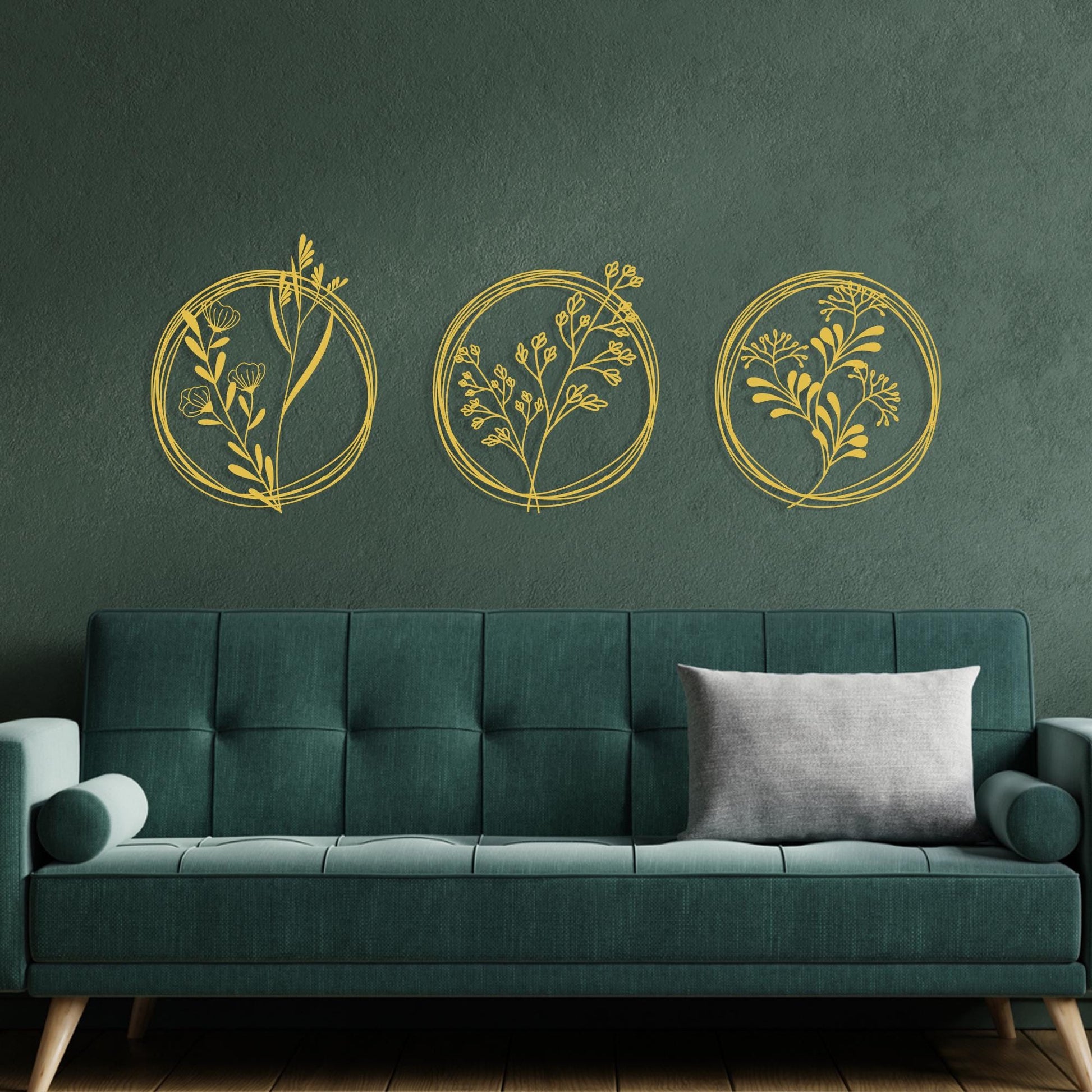 Metal Flower Wall Art Set, Modern Botanical Decor | Wallsignature