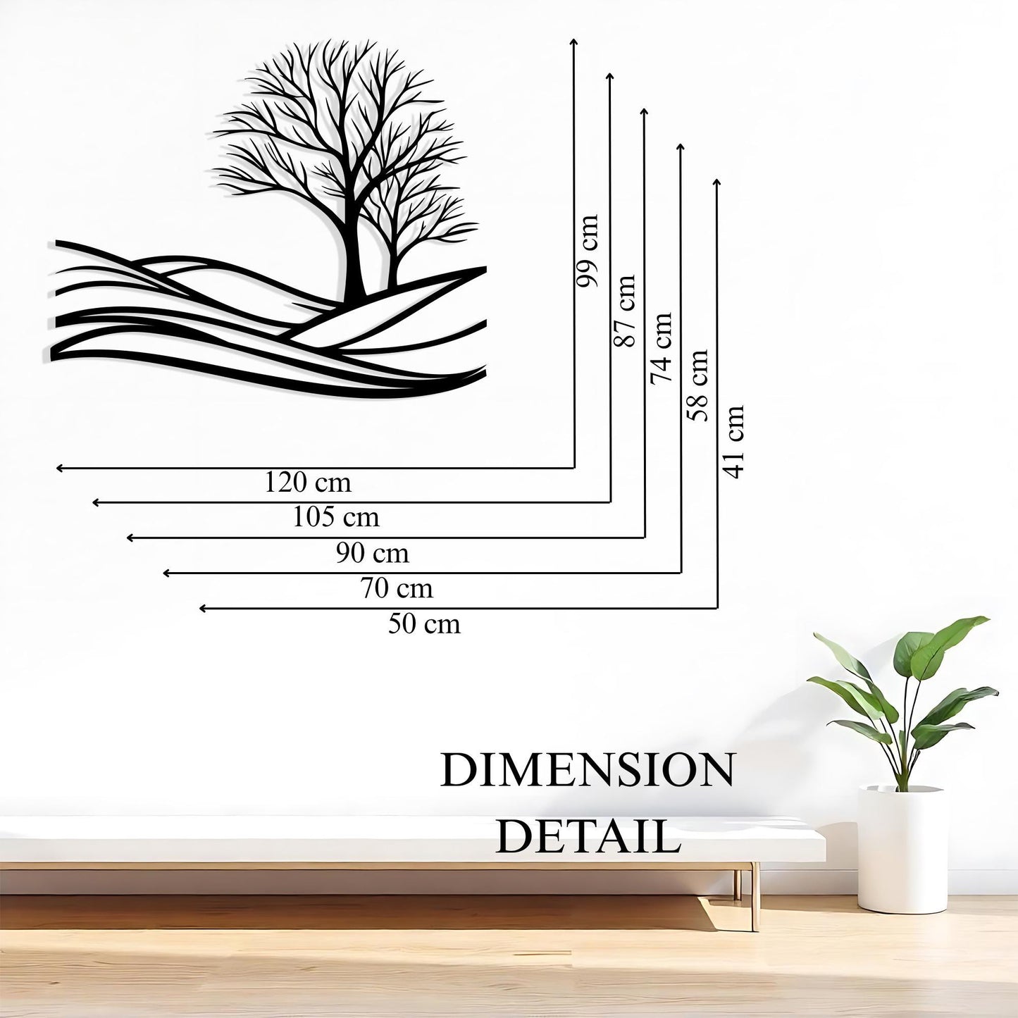 Minimalist Tree Metal Wall Art, Nature Inspired Line Decor, Unique Birthday Gift | Wallsignature