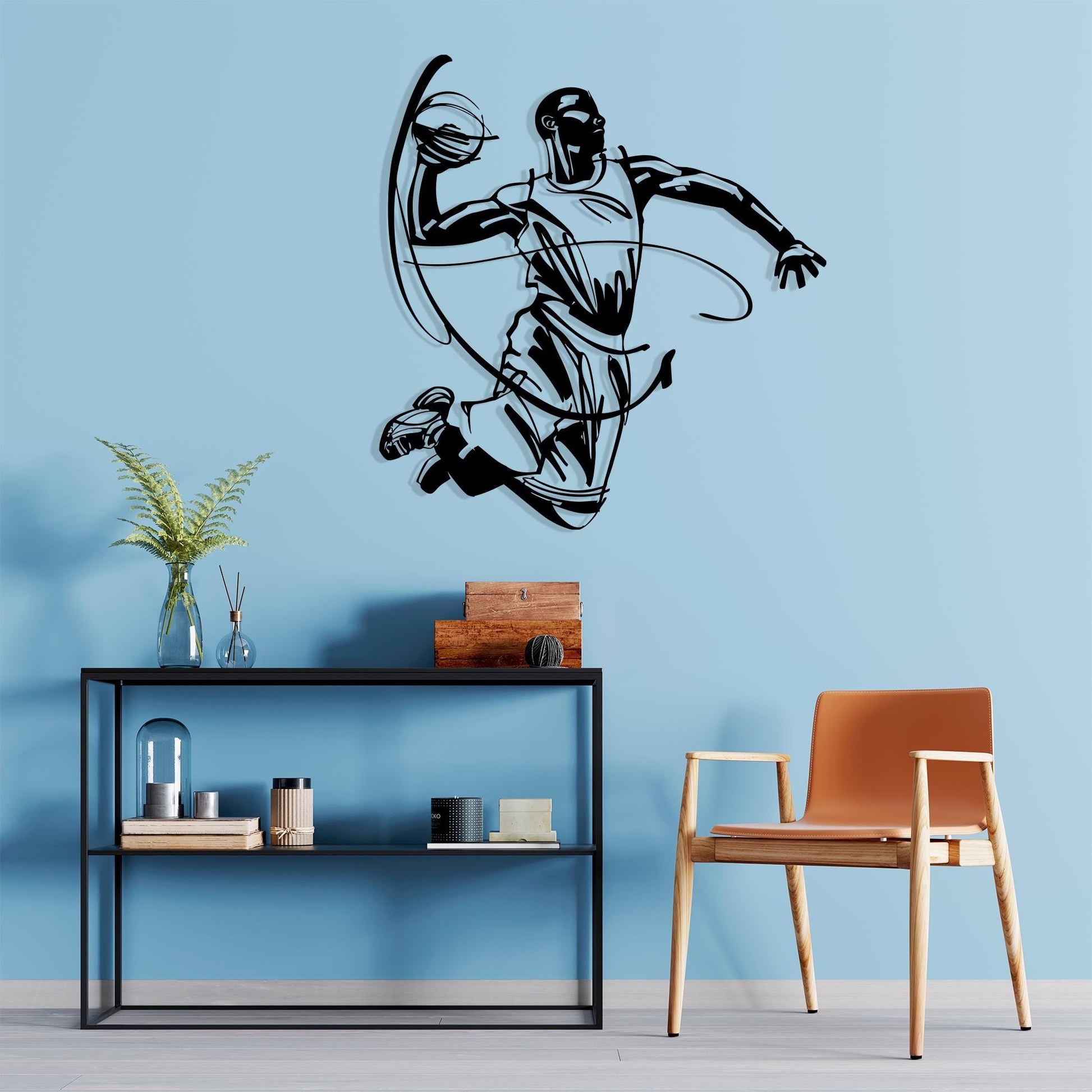 Basketball Player Metal Wall Art detail of the metal edge