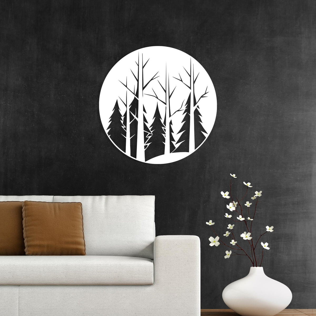 Round Forest Metal Wall Art colour options for the metal panel