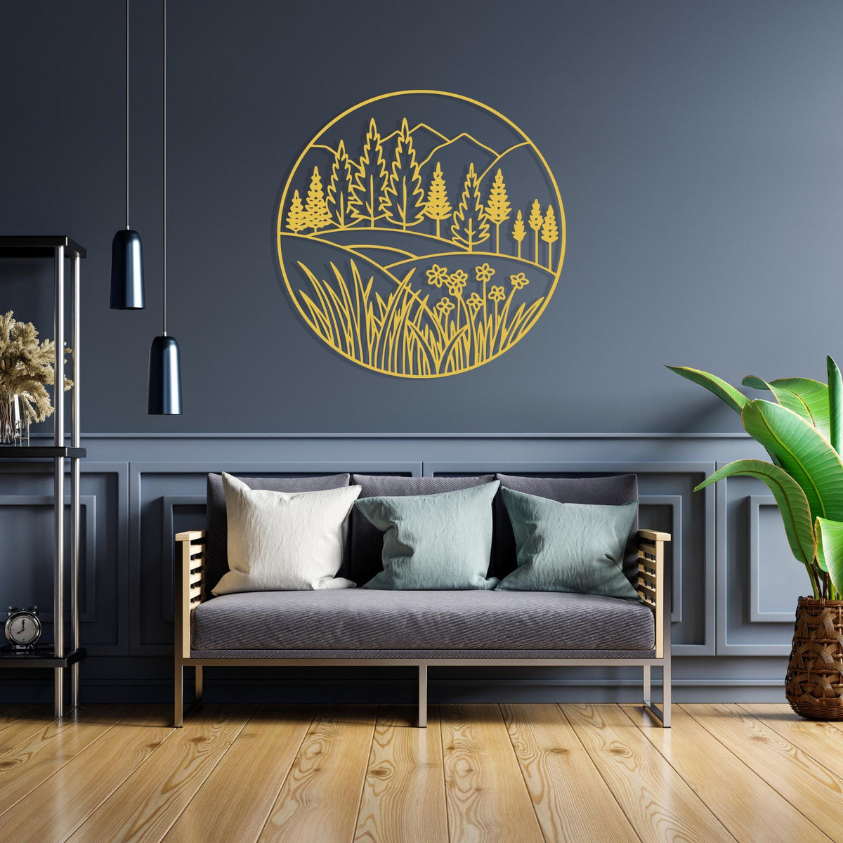 Mountain Forest Metal Wall Art bedroom interior styling