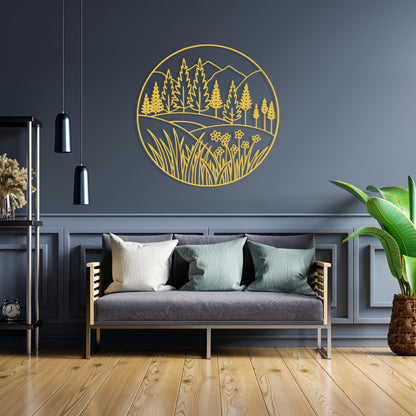 Mountain Forest Metal Wall Art bedroom interior styling