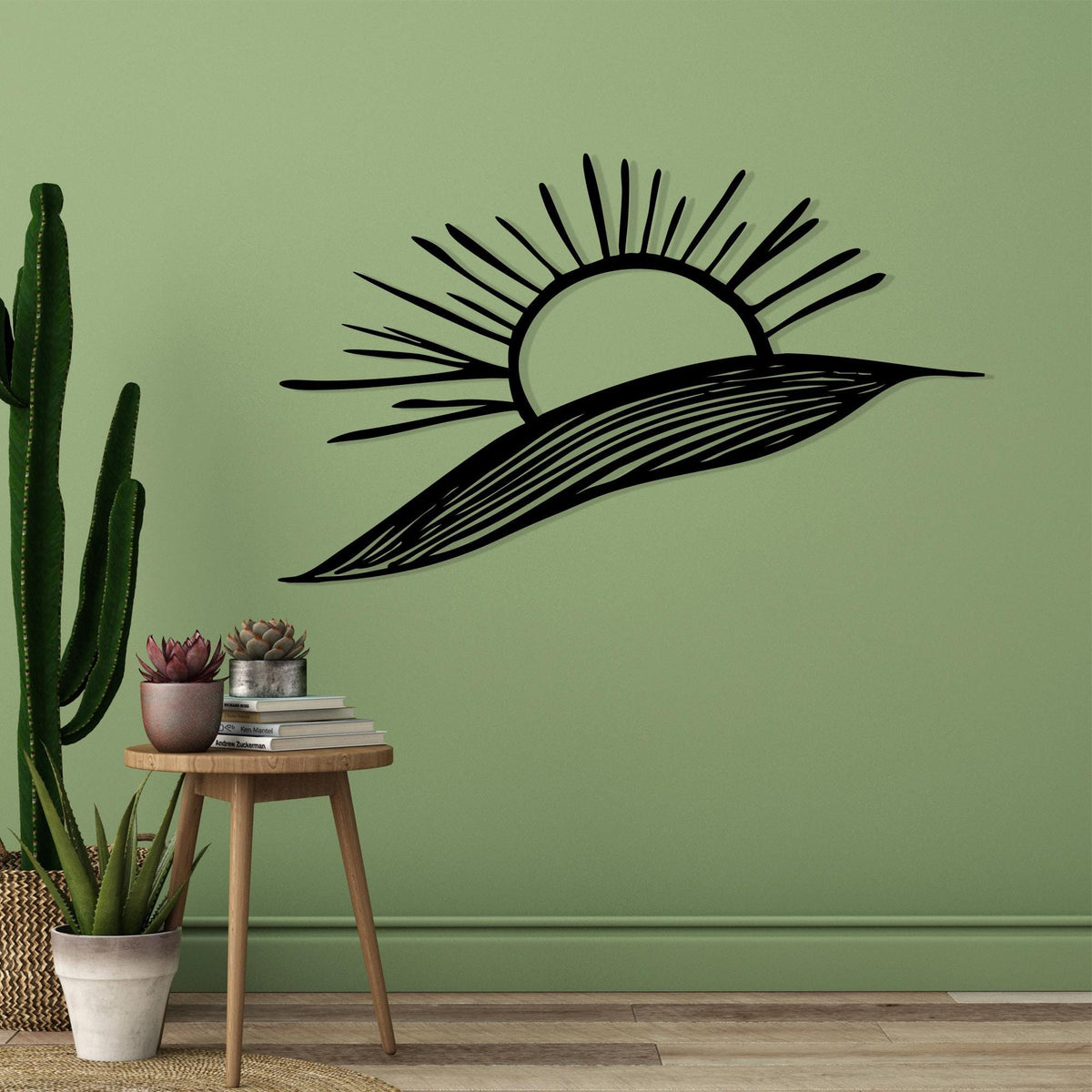 Sunrise Metal Wall Art in a modern hallway