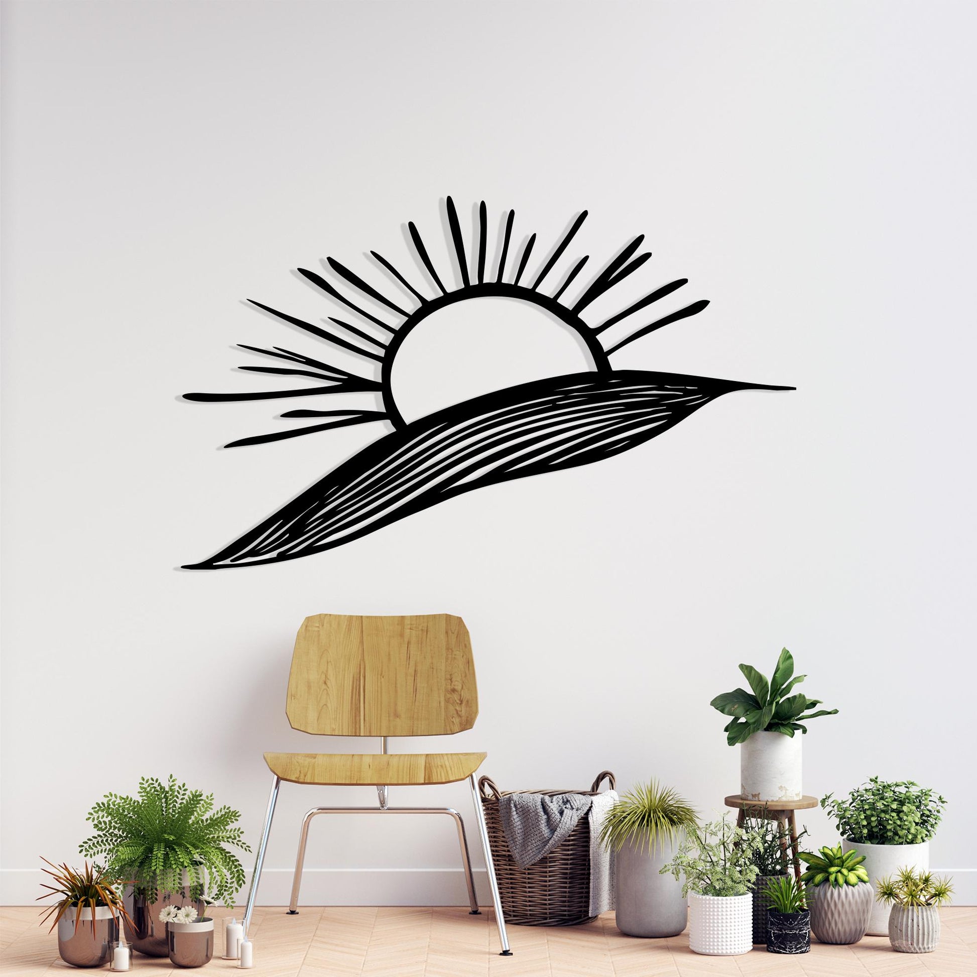 Sunrise Metal Wall Art, Minimalist Black Line Home Decor, Unique Birthday Gift | Wallsignature