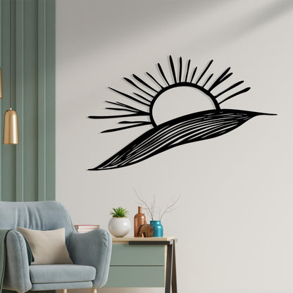 Sunrise Metal Wall Art bedroom interior styling