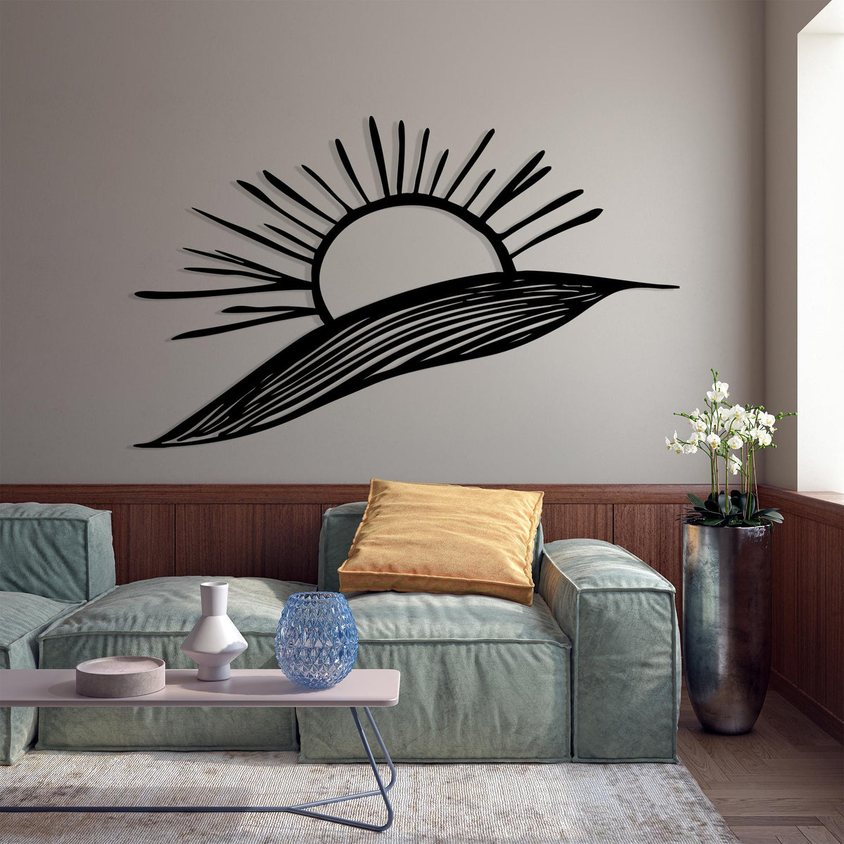 Sunrise Metal Wall Art hanging hardware and mounting detail