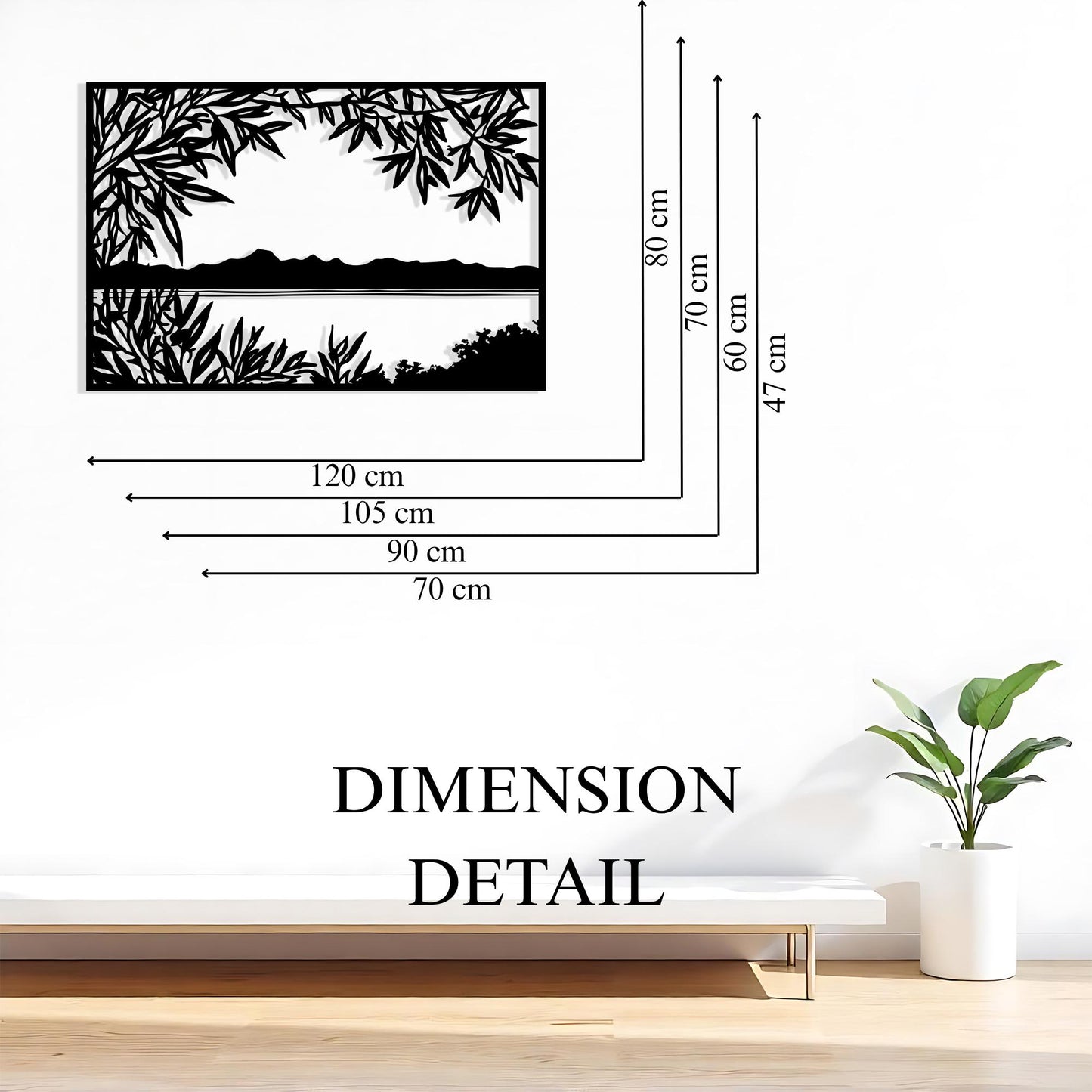 Lake View Rectangle Metal Wall Art, Nature Scene Home Decor for Living Room | Wallsignature