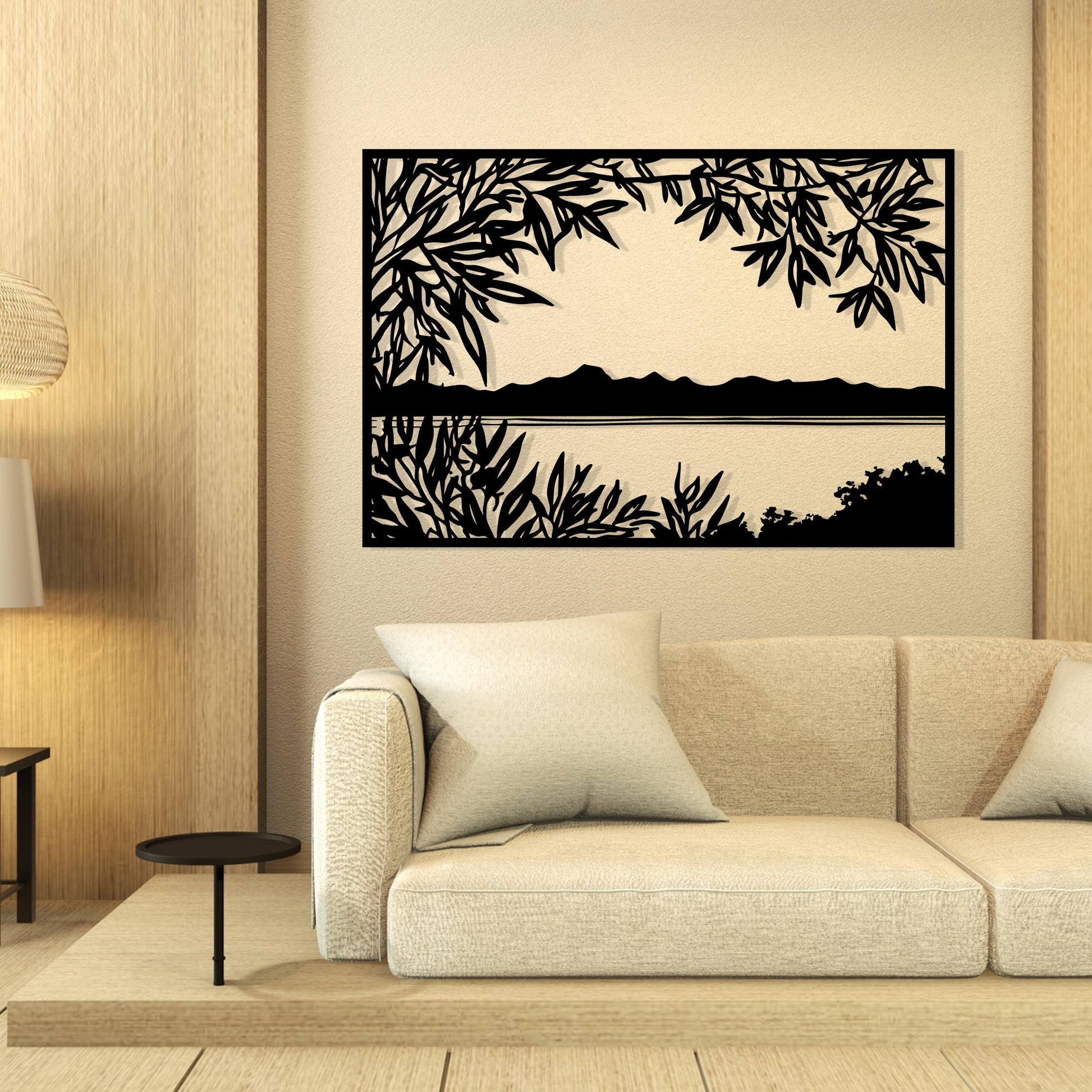 Lake View Rectangle Metal Wall Art, Nature Scene Home Decor for Living Room | Wallsignature
