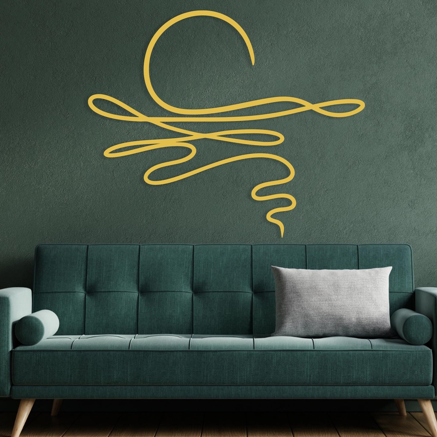 Abstract Sun Metal Wall Art size guide with dimensions in cm and inches