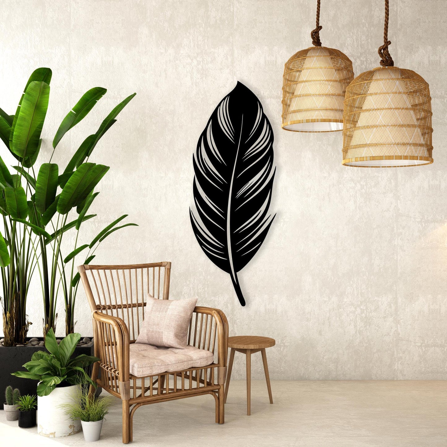 Minimalist Metal Leaf Wall Art Set of 4 bedroom interior styling