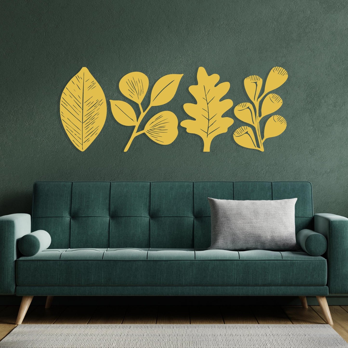 Minimalist Metal Leaf Wall Art Set of 4, Modern Botanical Decor, Housewarming Gift | Wallsignature