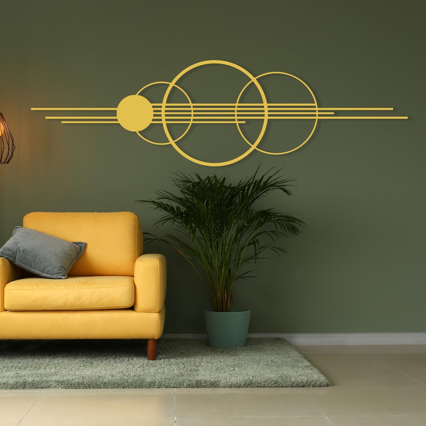 Geometric Metal Wall Art, Circle and Line Modern Home Decor, Housewarming Gift | Wallsignature