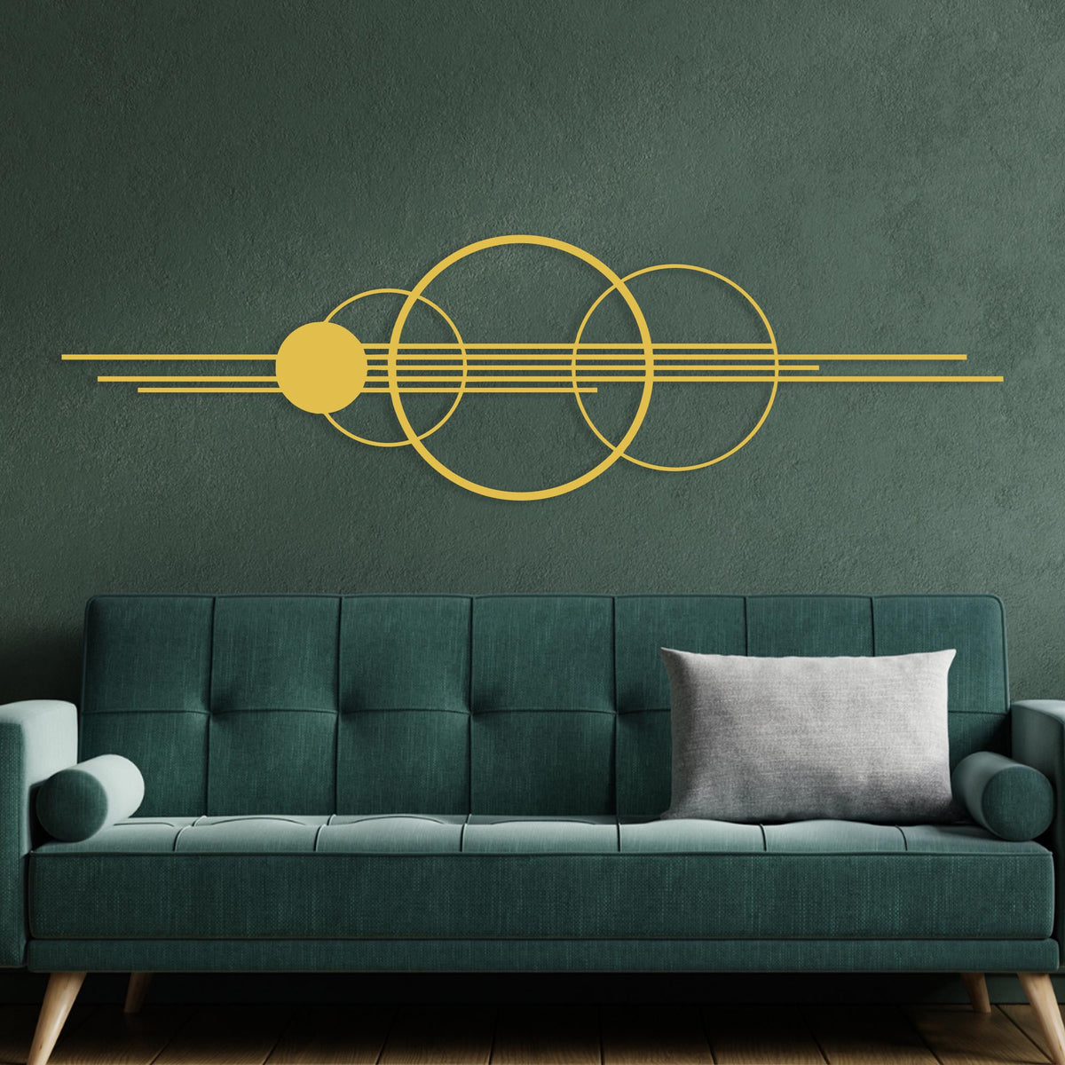 Geometric Metal Wall Art in a modern hallway