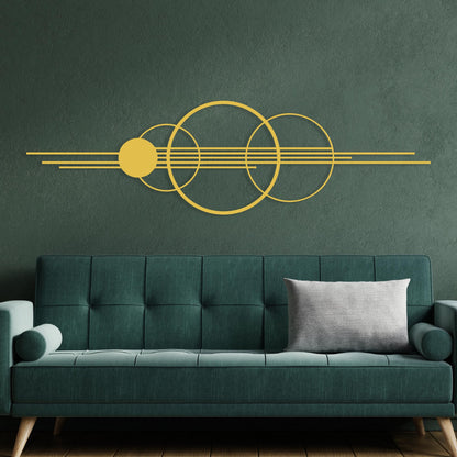 Geometric Metal Wall Art in a modern hallway