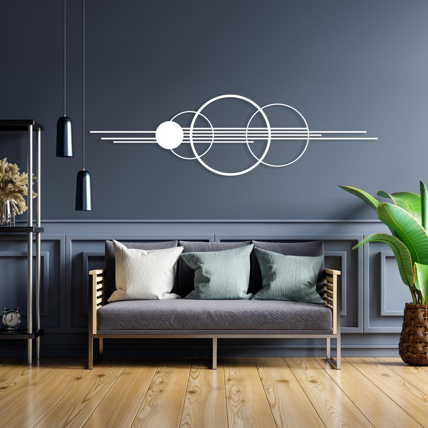 Geometric Metal Wall Art, Circle and Line Modern Home Decor, Housewarming Gift | Wallsignature