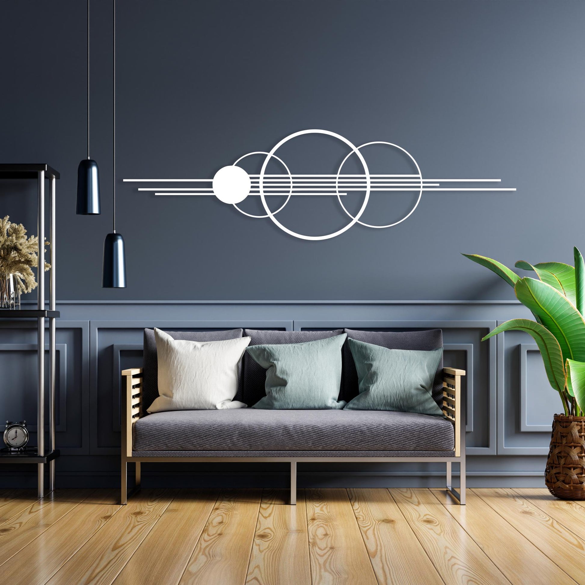 Geometric Metal Wall Art, Circle and Line Modern Home Decor, Housewarming Gift | Wallsignature