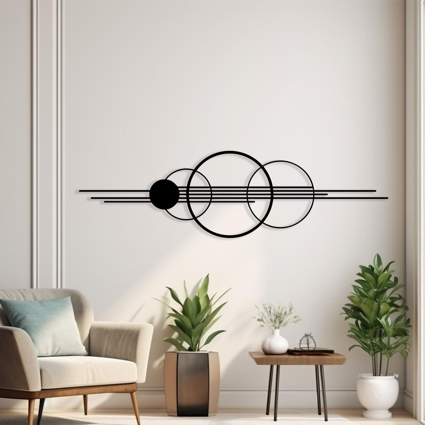 Geometric Metal Wall Art, Circle and Line Modern Home Decor, Housewarming Gift | Wallsignature