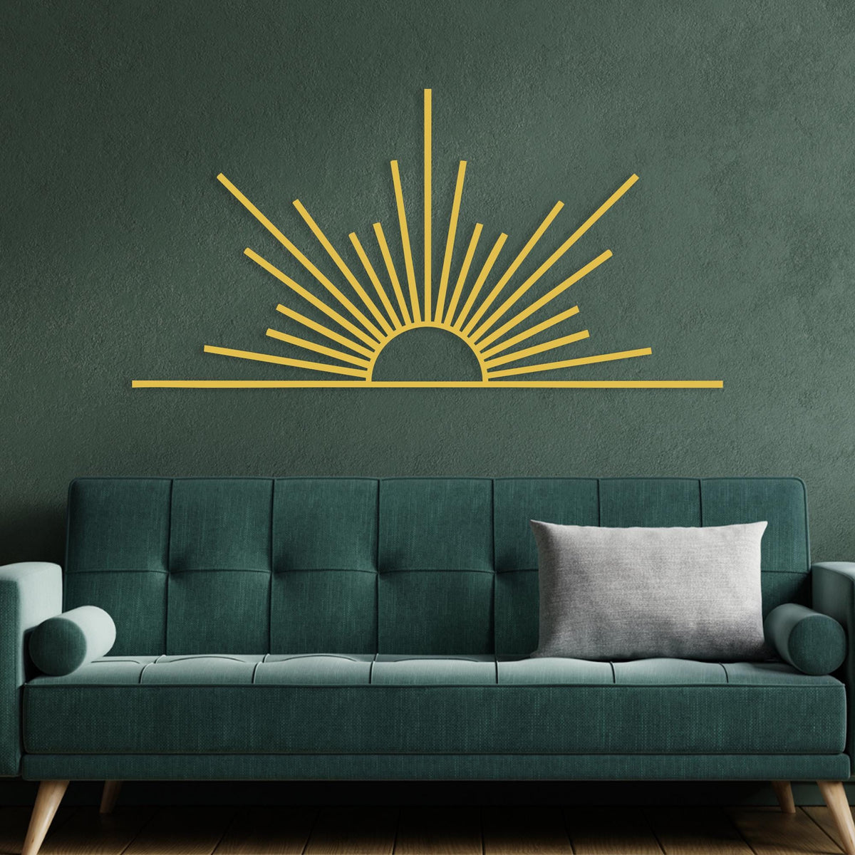 Metal Sun Wall Art in a modern hallway