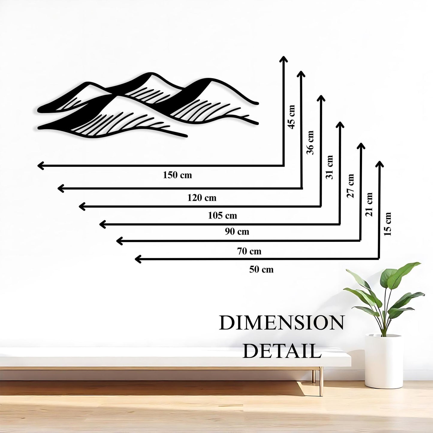 Minimalist Mountain Metal Wall Art, Modern Abstract Line Decor, Nature Inspired Hanging | Wallsignature
