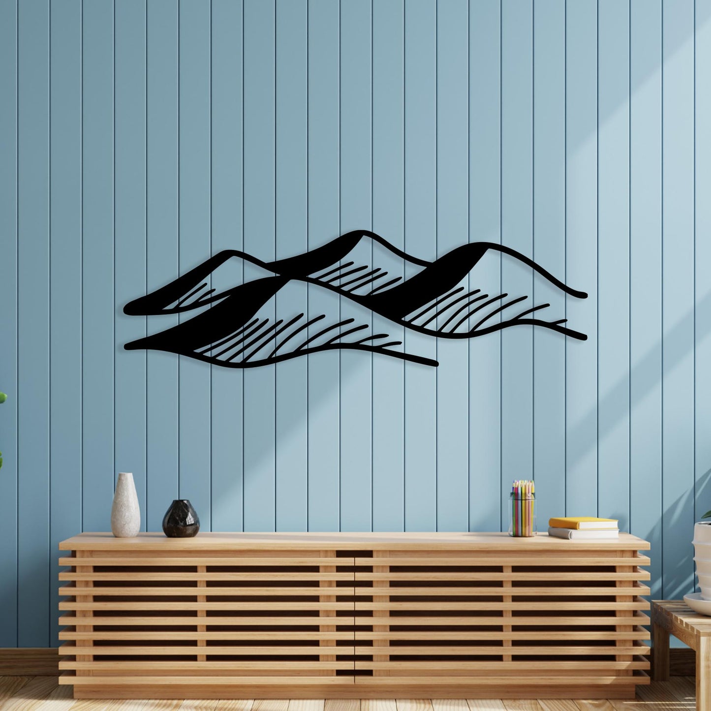 Minimalist Mountain Metal Wall Art, Modern Abstract Line Decor, Nature Inspired Hanging | Wallsignature