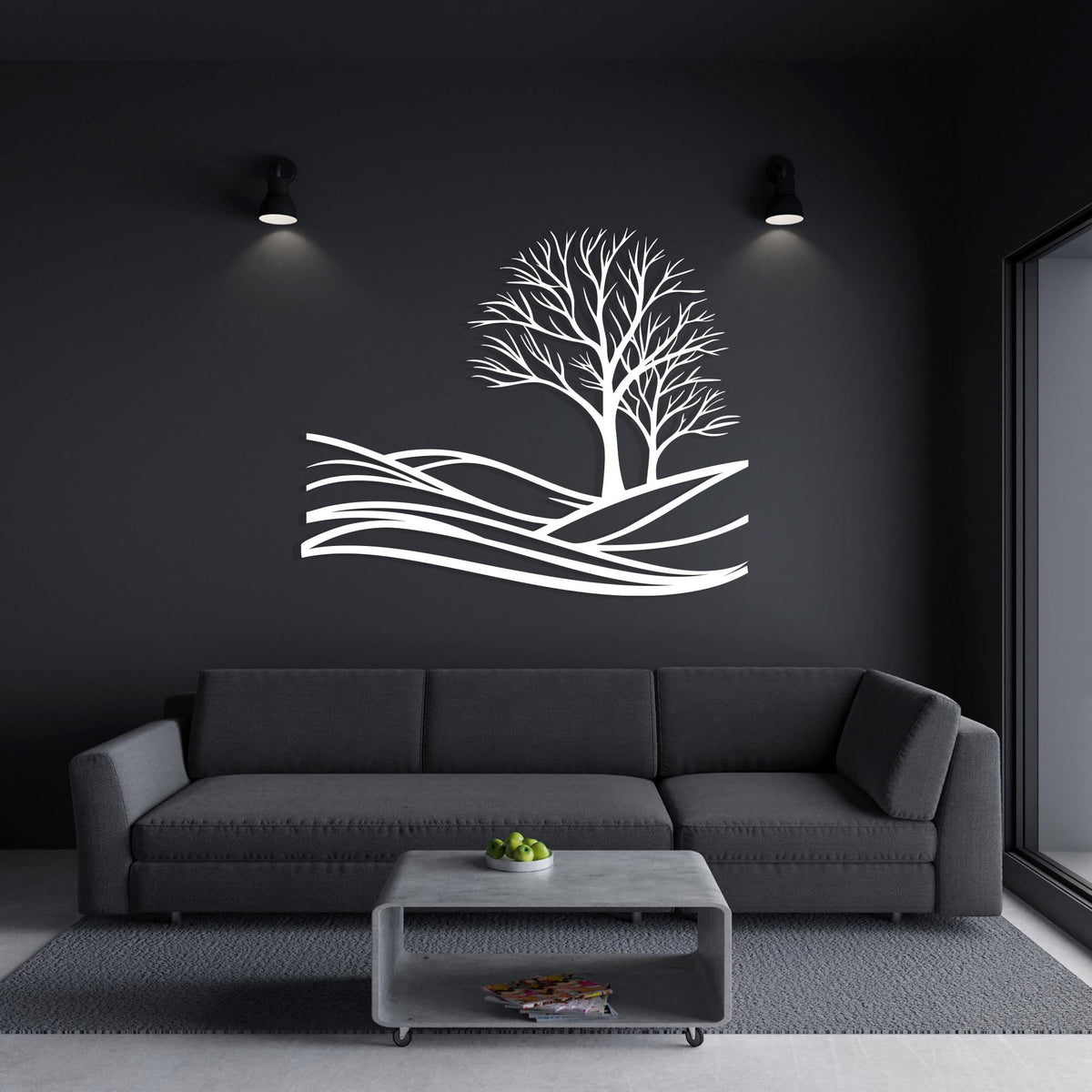 Minimalist Tree Metal Wall Art colour options for the metal panel