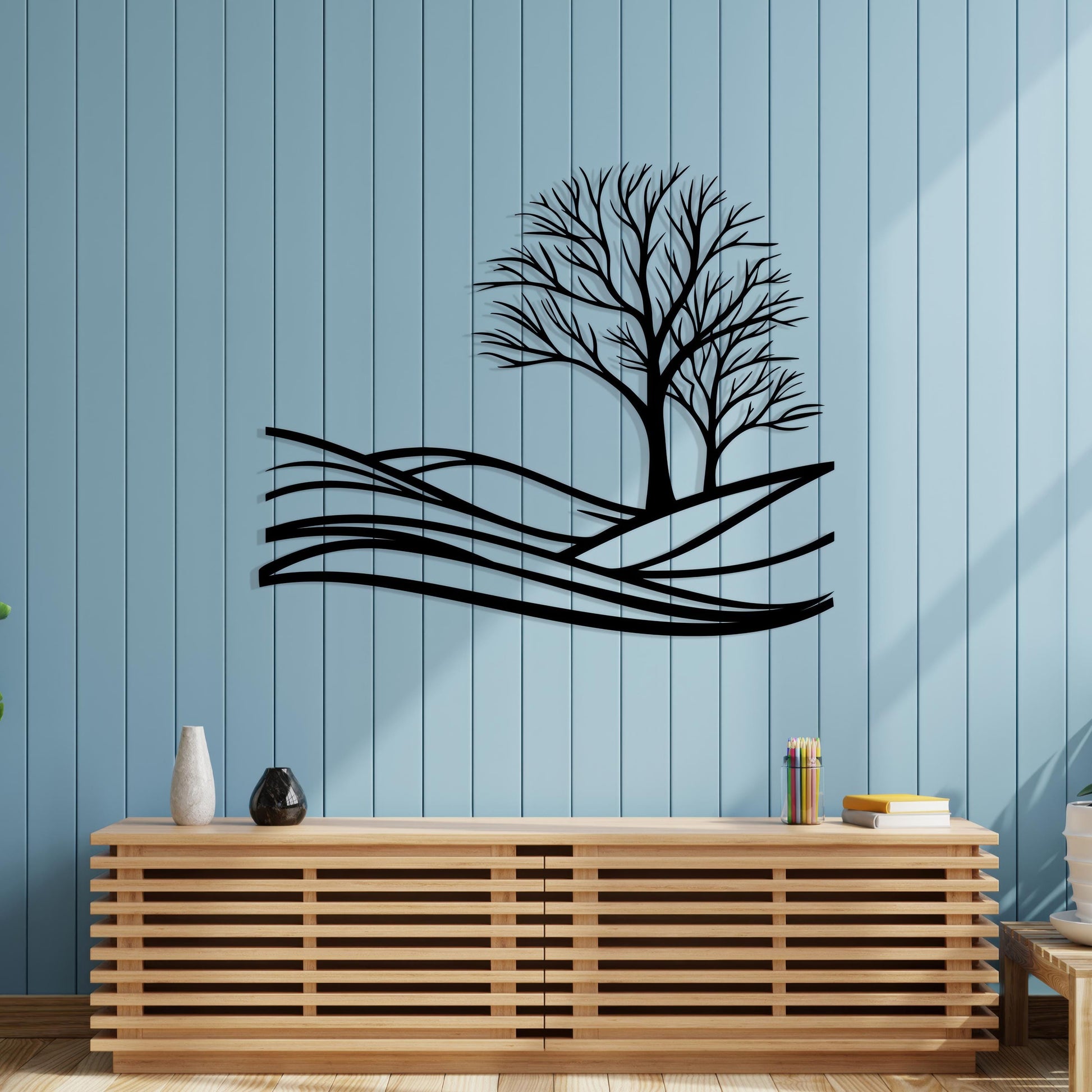 Minimalist Tree Metal Wall Art, Nature Inspired Line Decor, Unique Birthday Gift | Wallsignature
