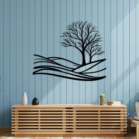 Minimalist Tree Metal Wall Art, Nature Inspired Line Decor, Unique Birthday Gift | Wallsignature