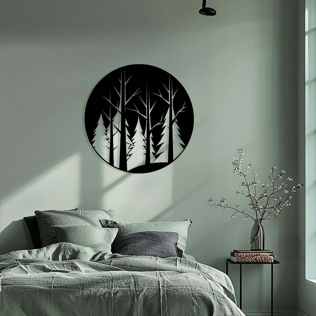 Round Forest Metal Wall Art bedroom interior styling