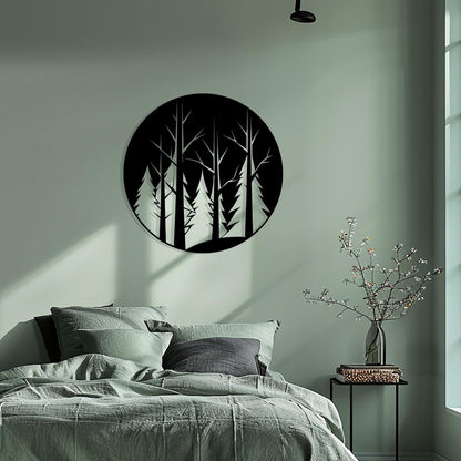Round Forest Metal Wall Art bedroom interior styling