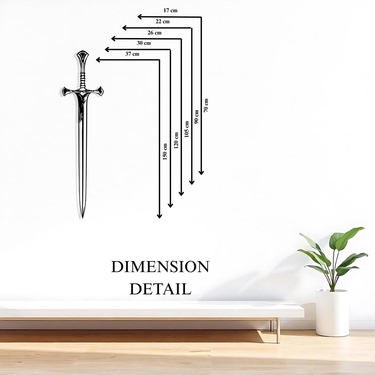 Large Metal Sword Wall Art detail of the metal edge