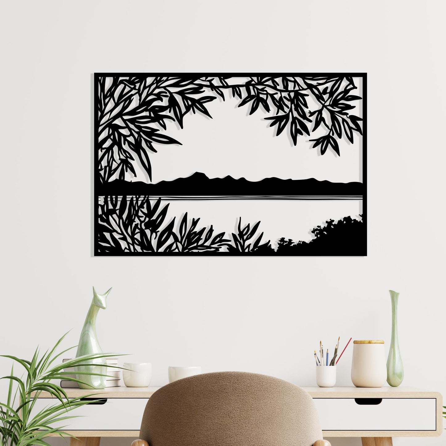 Lake View Rectangle Metal Wall Art, Nature Scene Home Decor for Living Room | Wallsignature