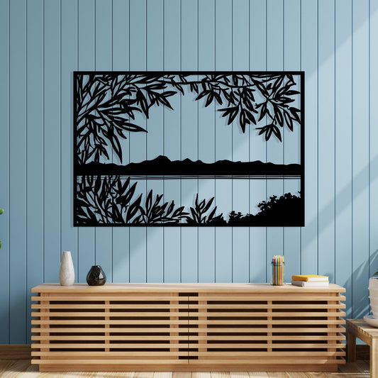 Lake View Rectangle Metal Wall Art, Nature Scene Home Decor for Living Room | Wallsignature