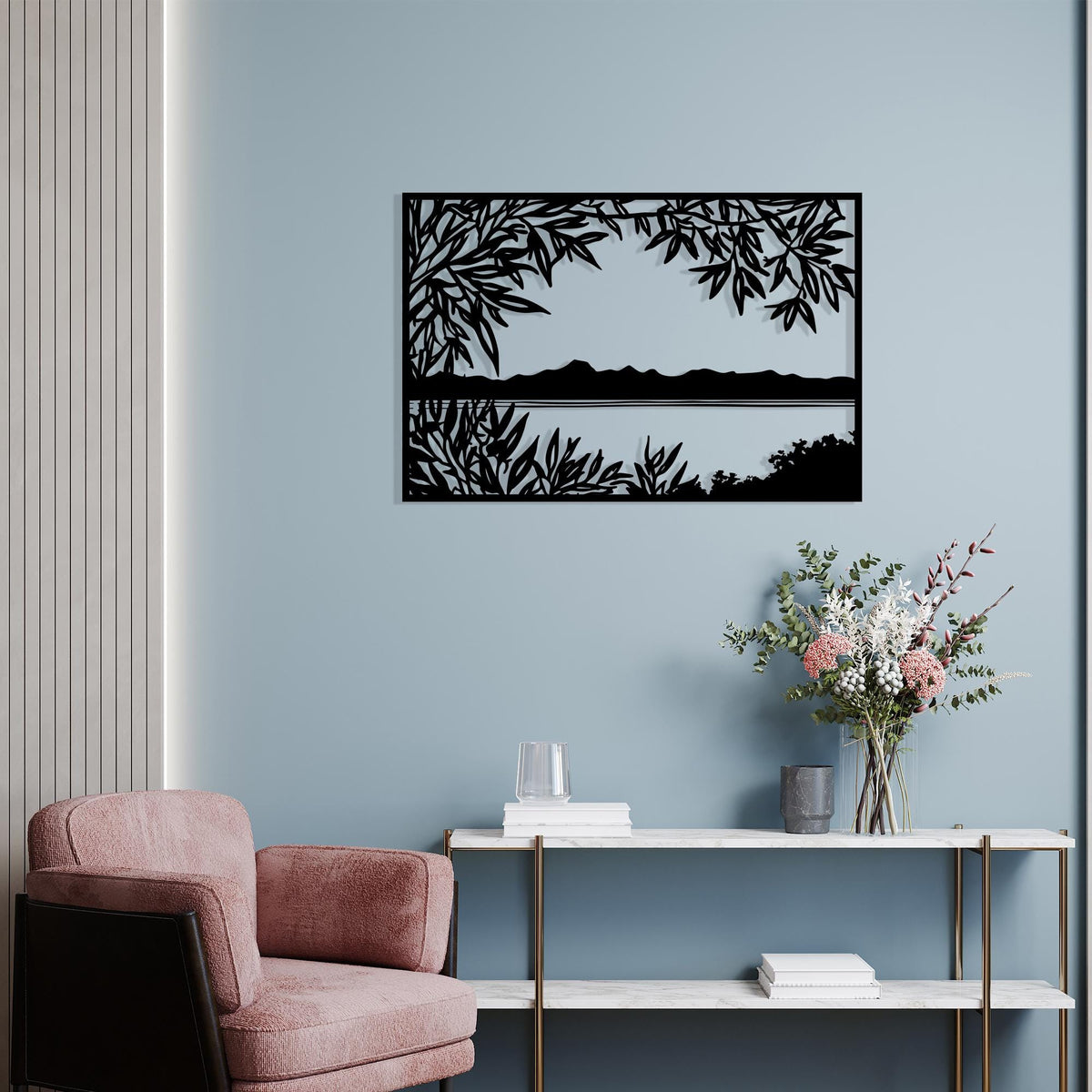 Lake View Rectangle Metal Wall Art colour options for the metal panel